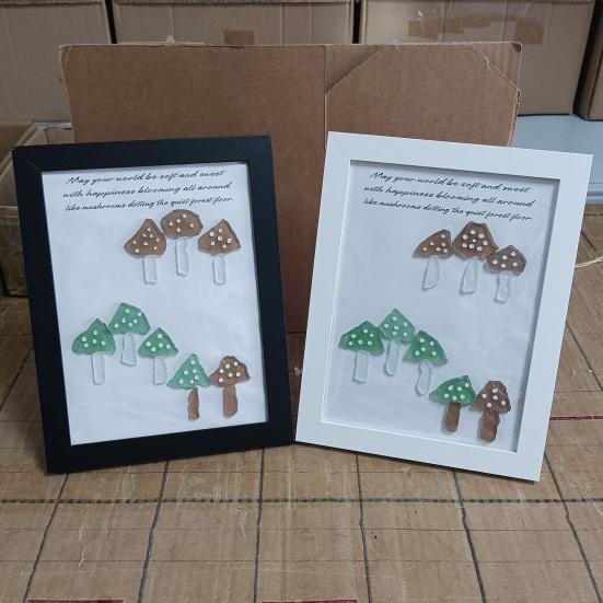 Handmade Sea Glass Wall Art Decor Decorative Sea Glass Mushroom Framed Artwork Gift for Women Mom Wife Best Friends