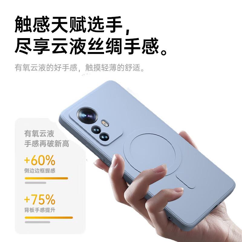 Funda para Teléfono para Xiaomi 12 Pro, Funda Protectora para Xiaomi 12 Pro, Silicona Líquida Amigable con la Piel, Protección Completa de Lente Magnética, Funda Suave, Negro Medianoche