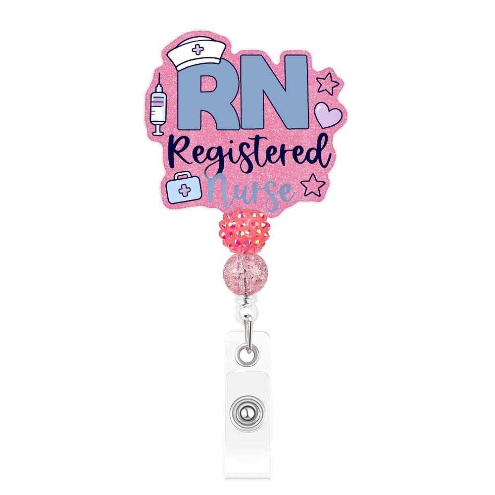 Retractable Structure Nurse Badge Reel Delicate Beaded Craft Beaded Badge Reel Gift Choice