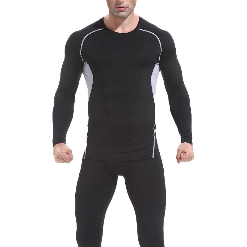 Men's Outdoor Pro Basketball Compression Tights & Quick-Drying Long-Sleeve Sports Shirt