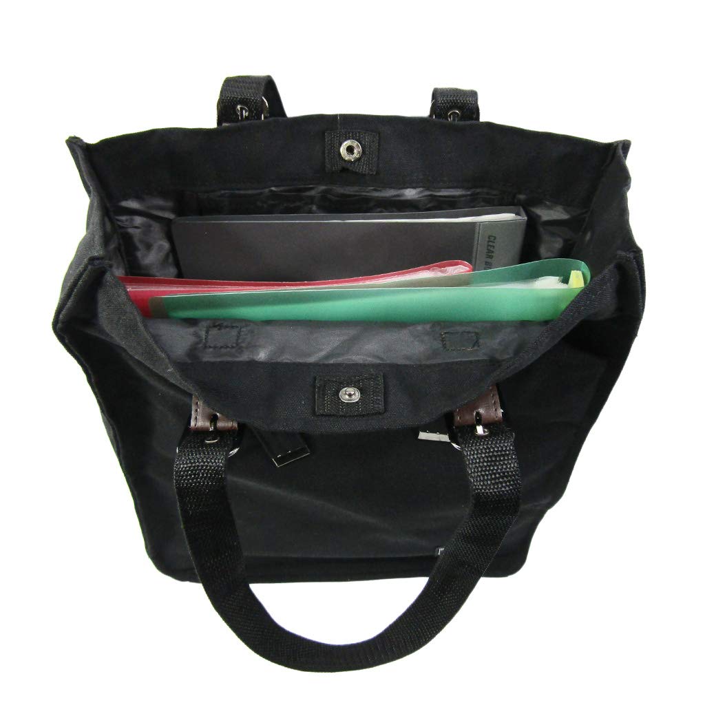 Bolsa de lona de gran capacidad, tamaño A4, vertical, con ajuste de longitud del asa, ideal para ir a la escuela, de lona 3W99, color negro [ABYSS TIME] AOT [Bolsa de lona