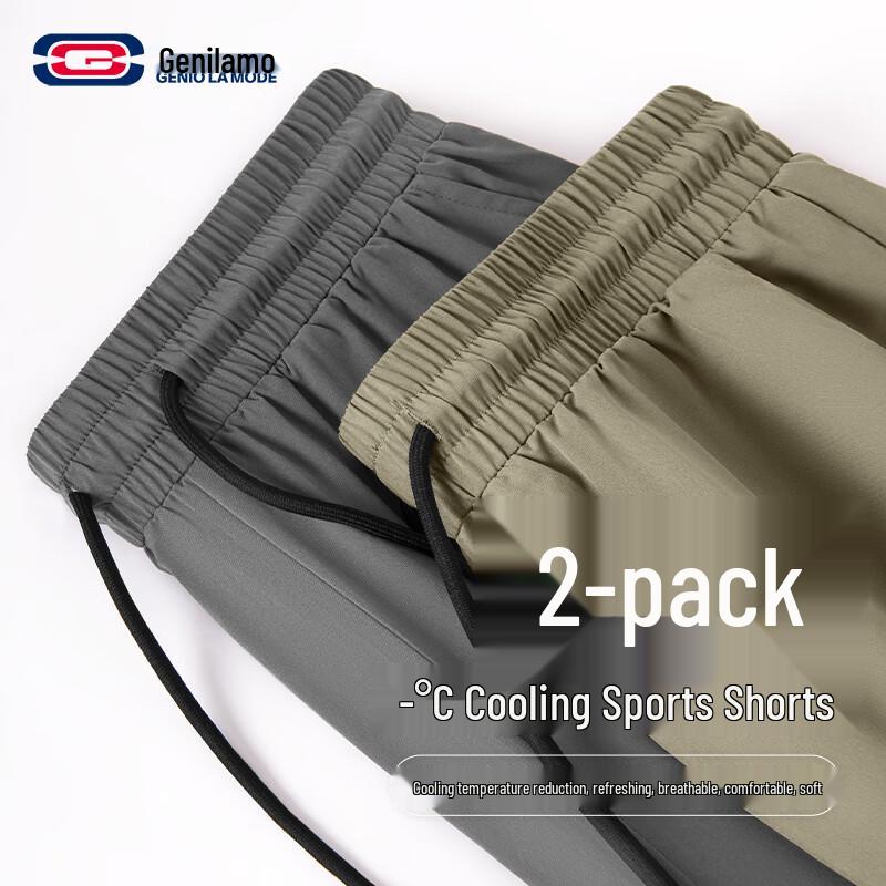 

GENIOLAMODE Men s Ice Silk Casual Quick-Dry Shorts L