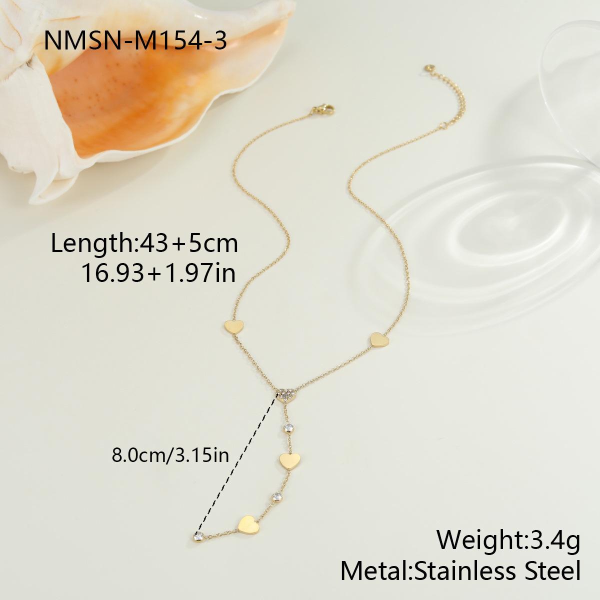 GEMCHIC Women s Stainless Steel Y-Shaped Love Heart Pendant Necklace Fashionable and Non-Fading Trendy Versatile Choker Chain