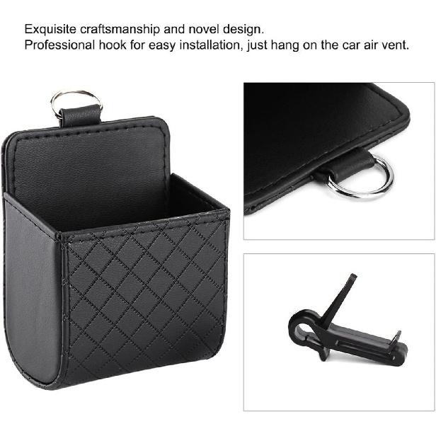 Yosoo Car Auto Seat Back Interior Air Vent Cell Phone Holder Pouch Bag Box Tidy Storage Bag Case Organizer with Hook (Black)