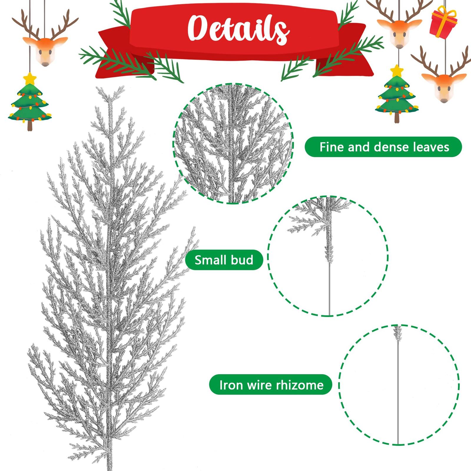 

Artificial Green Plants, Needles And Branches, Christmas Atmosphere Decorative Items For Home. One Size срібний