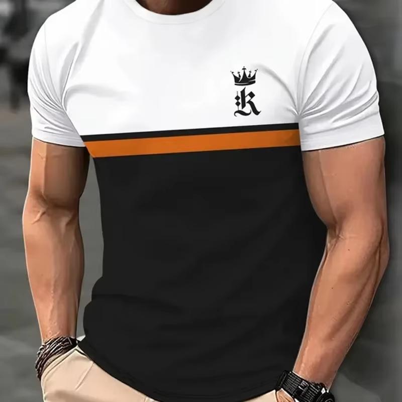 

Casual men s T-shirt 3D striped printed men s short sleeved T-shirt 6XL