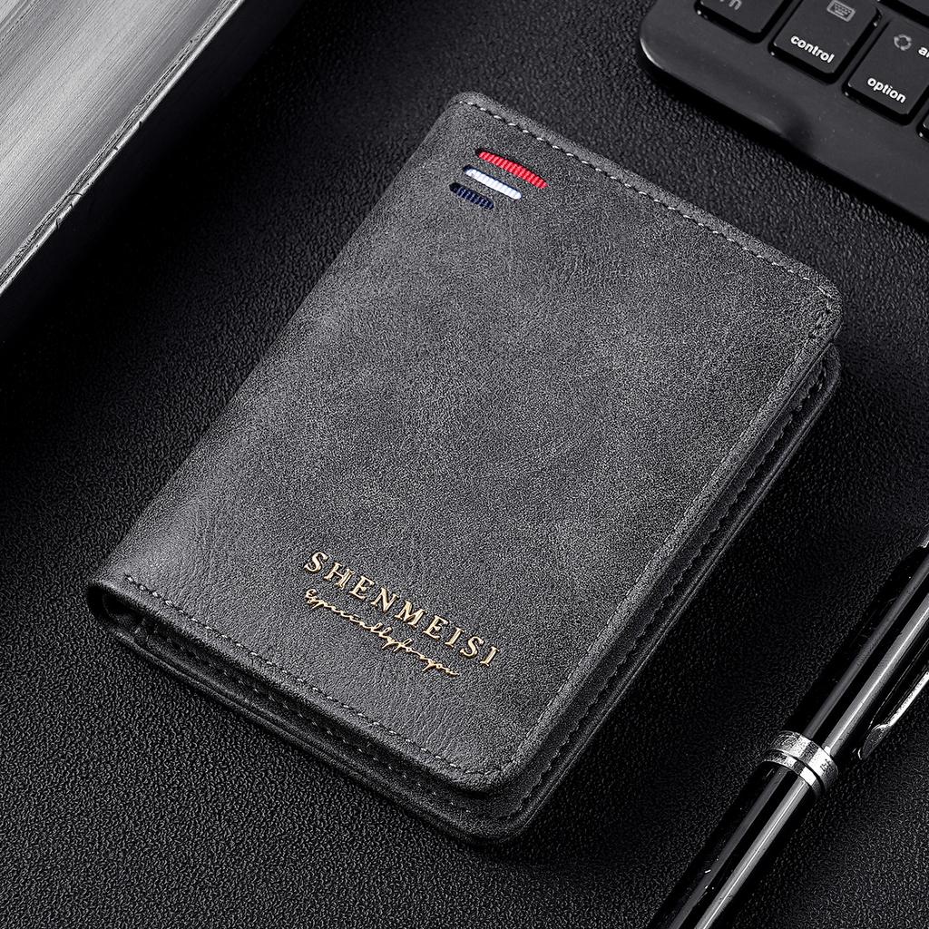 Men’s PU Leather Bifold Wallet Slim Card Holder Compact Billfold Wallet with Multiple Card Slots Cash Pocket Business Wallet