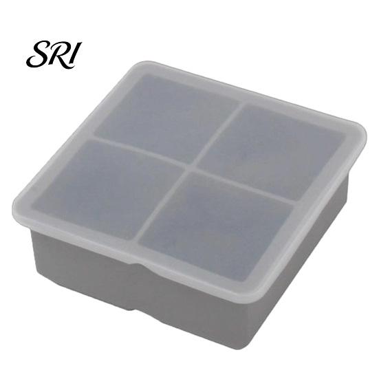 Durable Silicone Ice Mold Cube Tray with Lid 4/6/8 Cavities Easy Release Drinks Summer Refrigerator Cocktail Whiskey Maker Press Kitchen Supplies