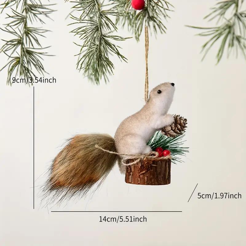 1pcs Christmas Ornaments Cute Realistic Squirrel Xmas Tree Hanging Pendants Christmas  Home Decoration 2026 New Year Kids Gifts
