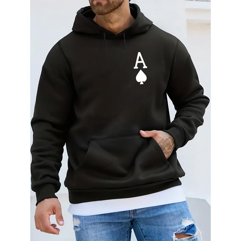 Cool Poker Spade повседневная толстовка с графическим рисунком и сумкой-кенгуру осенне-зимний пуловер с капюшоном с длинными рукавами для мужчин S чёрный 1576₽