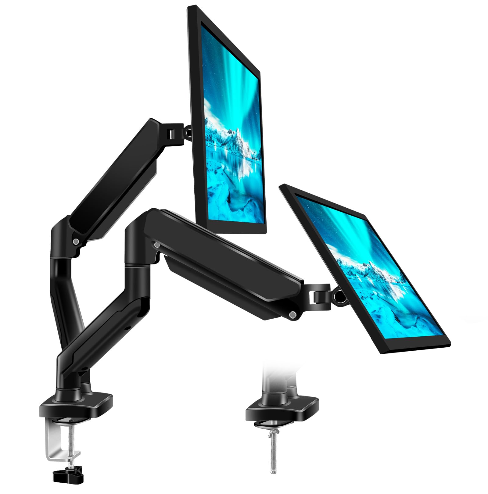 

Dual Monitor Compatible with Inch VESA Single 8kg Weight Gas Cable Grommet and Clamp Mounts Arm, 17-27 Monitors, Stand, Arm, Capacity, Built-in