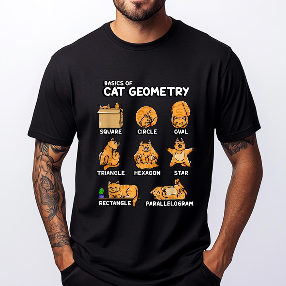 Cat Geometry Shapes Funny Cat Lover Gift T-Shirt