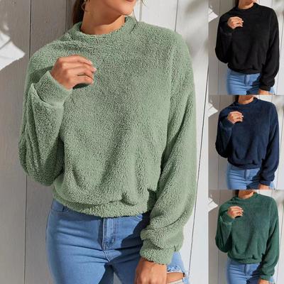 Jesienna damska bluza polarowa luźna pluszowa wełniana bluza z kapturem