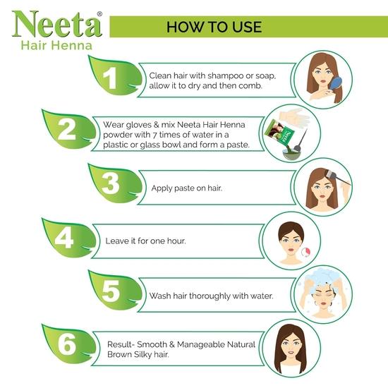 Neeta Hair Henna Natürliche Henna-basierte Haarfarbe mit der Kraft natürlicher Kräuter für glattes und seidiges Haar 25 g Naturbraun (Packung mit 10)