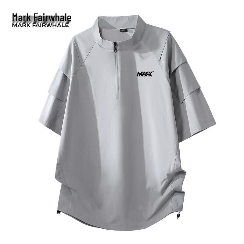 MARK FAIRWHALE Men s Half-Zip Short Sleeve T-Shirt 3XL
