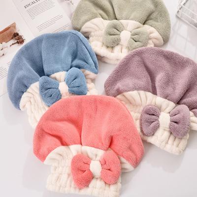 Hair Towel Wrap Bowknot Dry Hair Superfine Fiber Great Double Layer Shower Wrap Head Towel Bathroom Supplies ARI