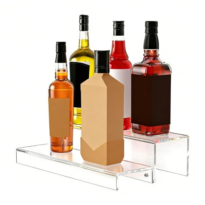 2 Tiers Wine Rack Craft Of Sturdy Acrylic Materials For Kitchen Or Offices Use