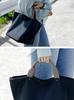 Gratante Genuine Leather Handle 2-Way Nylon Tote Bag for Women, Commuter Bag (abb-g0001) (Navy)