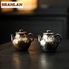 145ML Handmade Gilded Silver Rough Pottery Teapot Retro Tea Infuser Pot Tea Brewing Kettle with Strainer Tea Ceremony Decoration