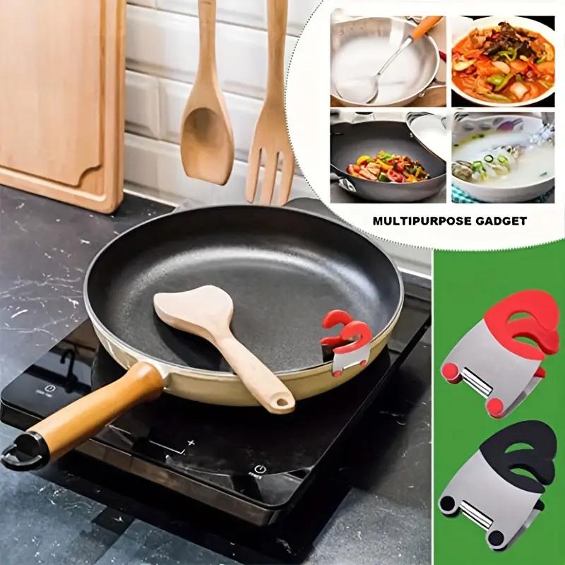 Stainless Steel Pot Spoon Holder, Anti-Scald Silicone Grip Pot Clip Holder For Spoon, Kitchenware Bowl Clip, Cooking Utensils To