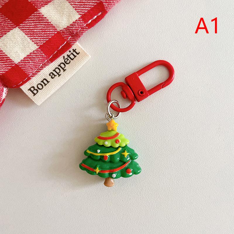 1Pc Cartoon Santa Claus Key Chain Resin Gingerbread Man, Elk, Snowman Bag Pendant Christmas Gifts Keychain