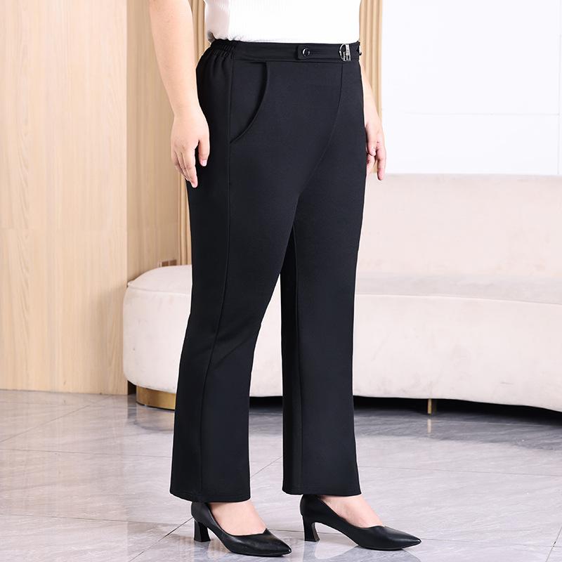 

Большие размеры женские осенне-зимние брюки из кашемира с высокой талией, новые теплые, облегающие, повседневные 7XL чёрный