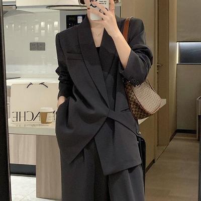Women's 2026 Hong Kong Style Loose Suit Set: Casual Petite Two-Piece for Spring/Autumn