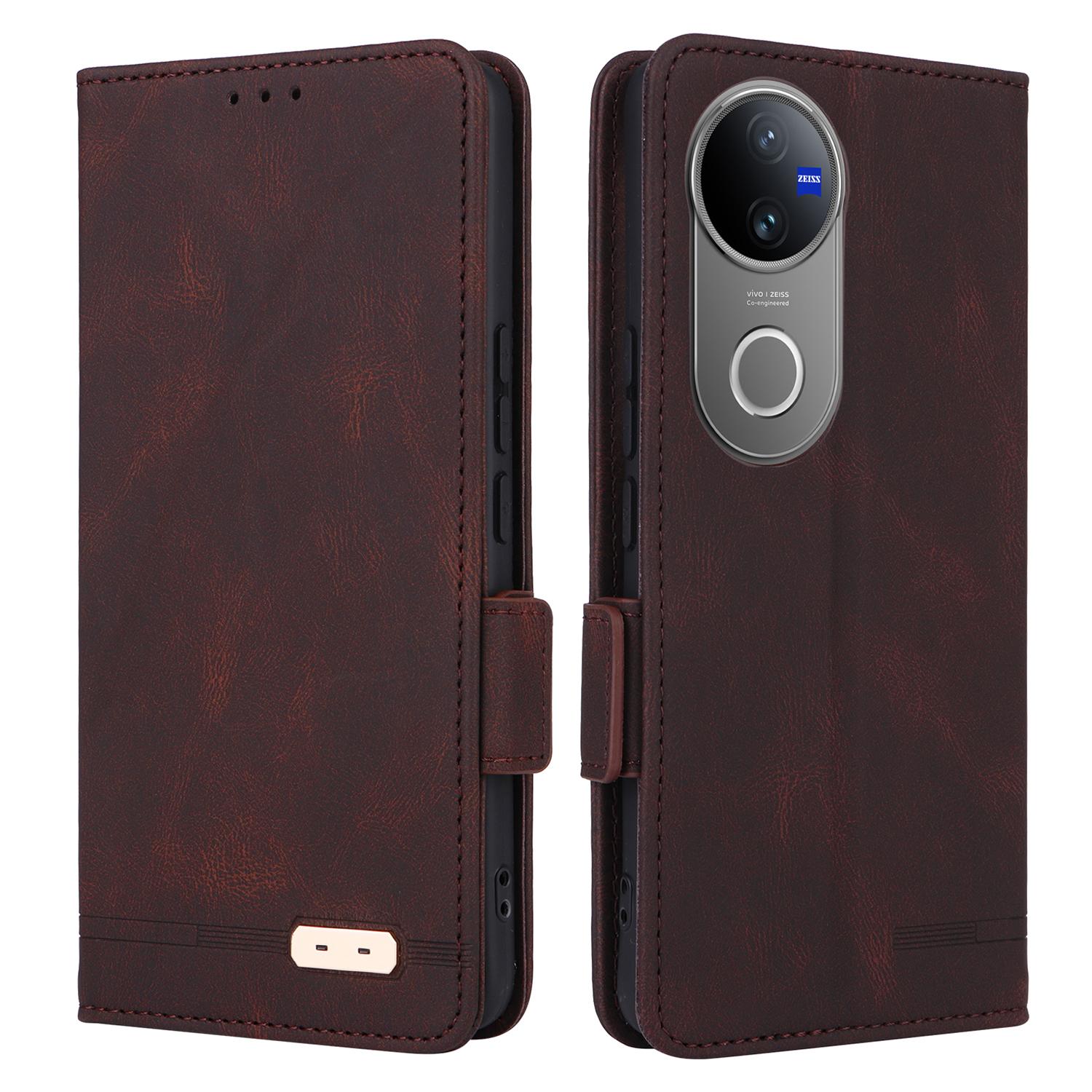 

Для vivo V50 5G Чохол Шкіряний Гаманець Відкидний Чохол для Телефону з Апаратною Декорацією Coffee