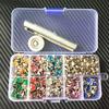 240pcs  8color Double Cap Punk Diamond Spikes Rivet Rhinestone Studs Decor Rivets for Handbag Jeans Leather Belt DIY+Fixing Tool