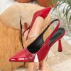 Yaz Modası Yeni Nefes Alabilir Sivri Burun Stiletto Topuk PU Rahat ve Zarif Kadın Ayakkabıları Sığ Ağızlı Seksi Sandaletler