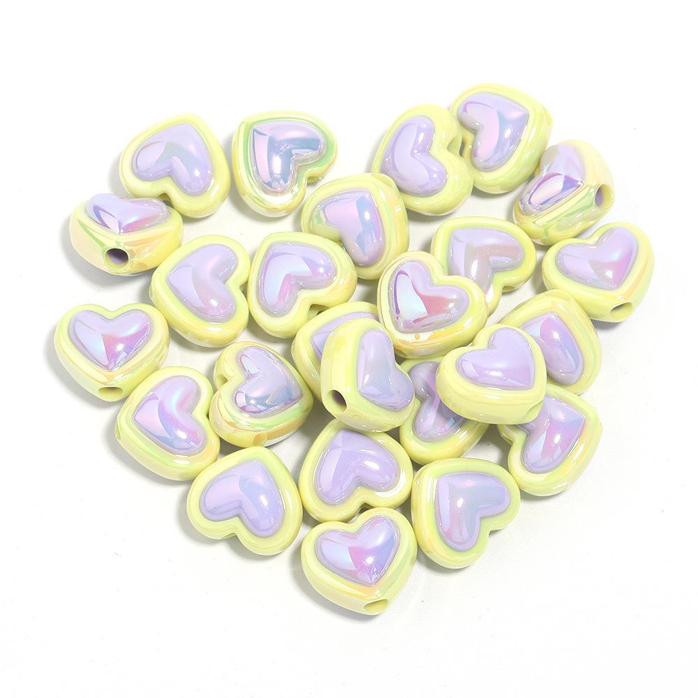 10-Pack Acrylic UV-Plated Two-Color Peach Heart Bead Phone Chain Pendant