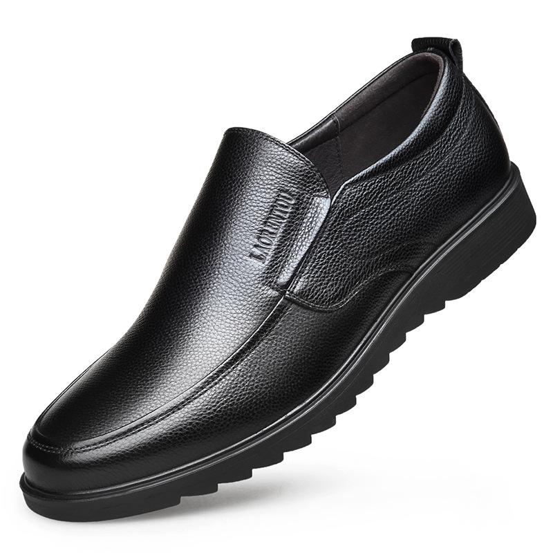 Old Man Head Leather Shoes Men's Cowhide 2025 Spring Breathable Hollow Leather Shoes Soft Leather Casual Leather Shoes Dad Leather Shoes