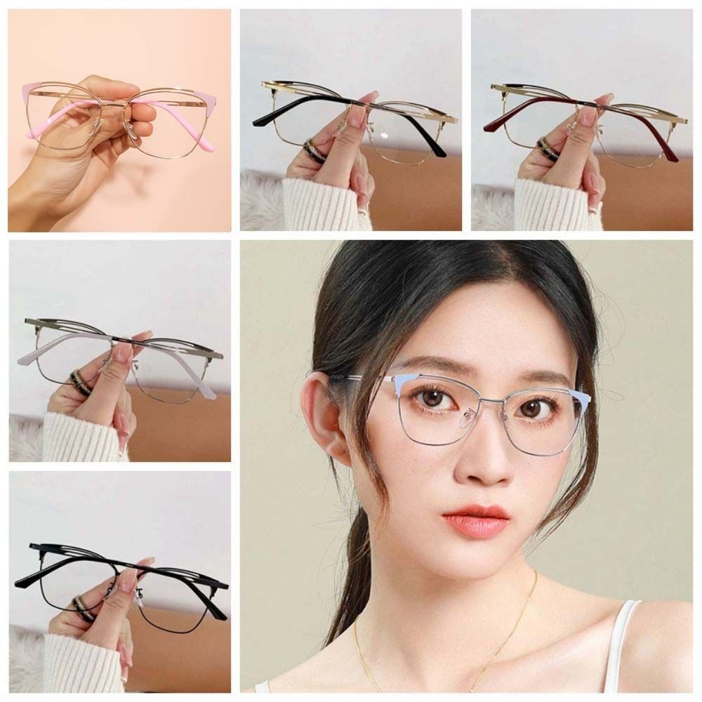 Lightweight Anti Blue-lay Eyewear Zinc Zinc Alloy Women Plain Glasses New Cat Eye Glasses  Business