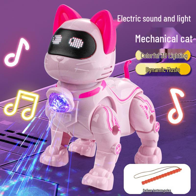 Cross-Border Electric Walking & Singing Robot Cat Toy with Lights for Kids