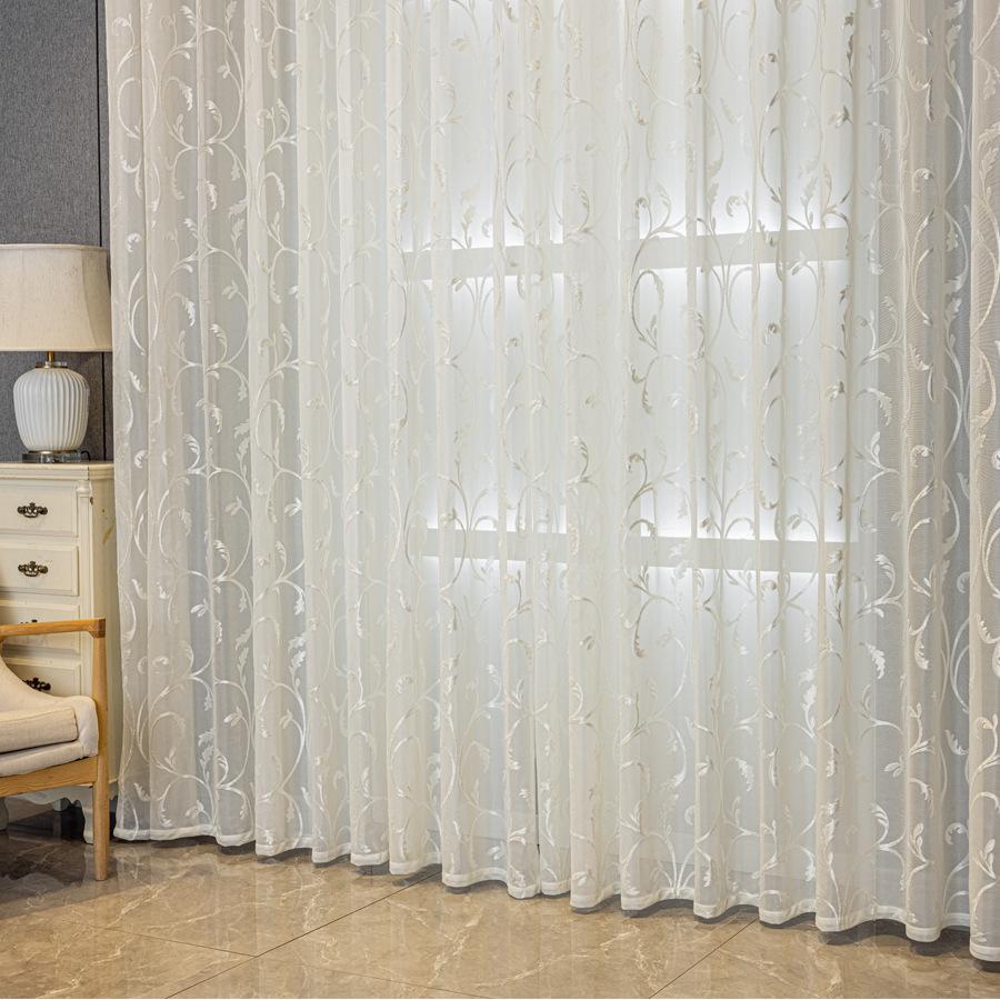 Blatt Pastorale Transparenter Vorhang Weißer Gaze Wohnzimmer Schlafzimmer Balkon Transparenter Fenstervorhang