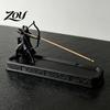 Detailed Warrior Archer Statue Incense Holder with Catch Tray, Figurine Burner, 3D Printed Desktop for Decorative Stick Stand Desk, Shelf, Meditation