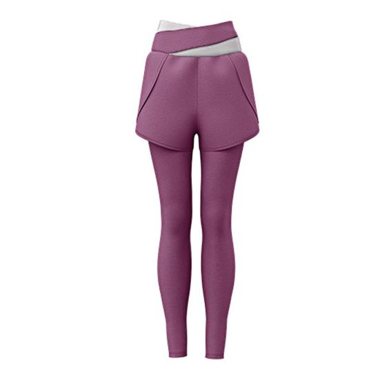 Women's High Waist Yoga Pants Fake Two Piece Quick Dry