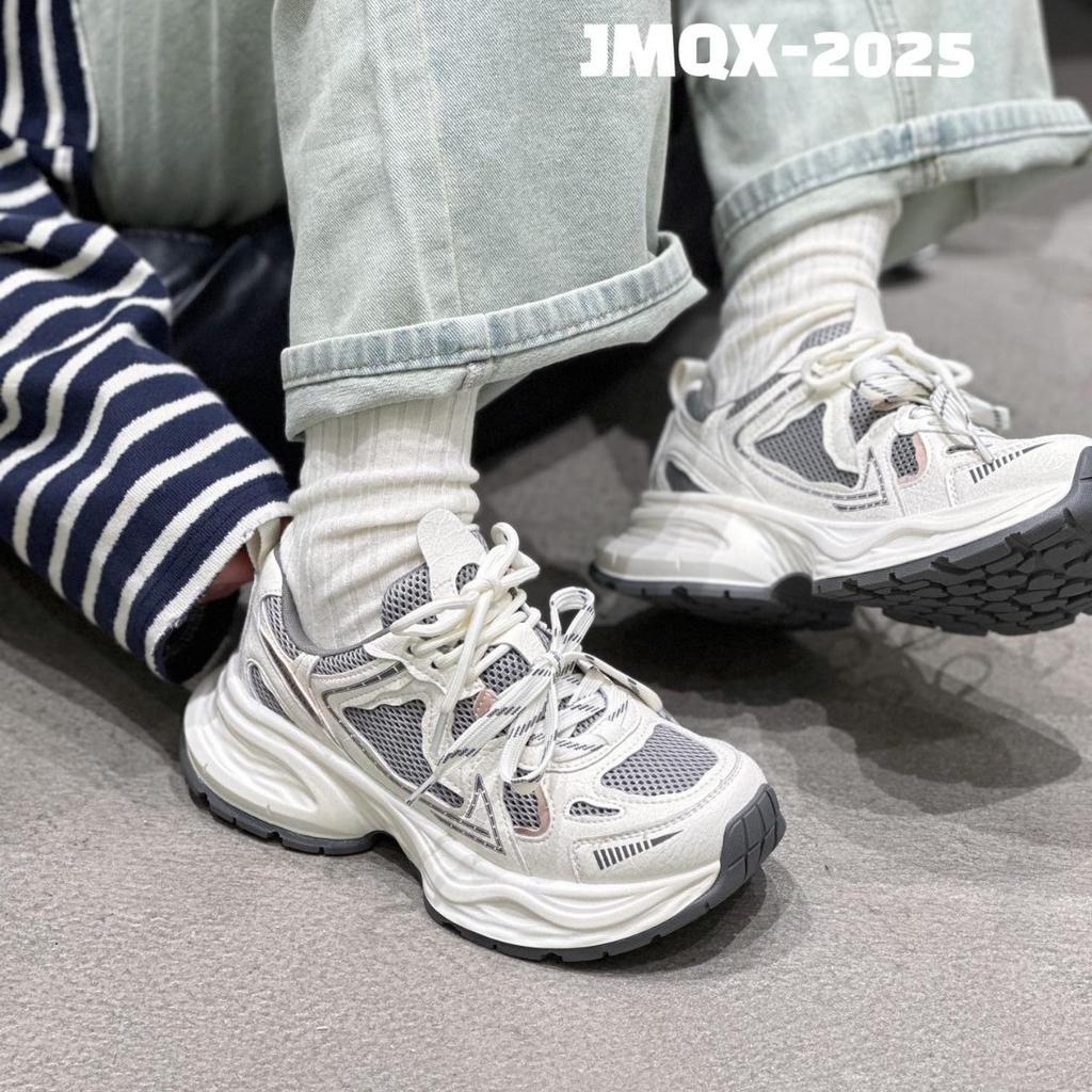 New super fire platform dad shoes women 2025 spring leather mesh breathable versatile lightweight sports and leisure shoes