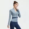 Women's Workout Jacket Full Zip Up Cropped Yoga Jacket Long Sleeve Slim Fit Athletic Top