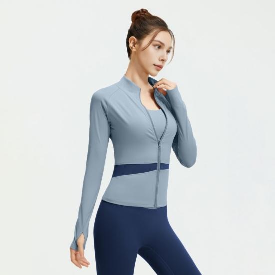 Women's Workout Jacket Full Zip Up Cropped Yoga Jacket Long Sleeve Slim Fit Athletic Top