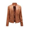 New simple casual leather jacket women's stand-up collar zipper slim locomotive suit short jacket women