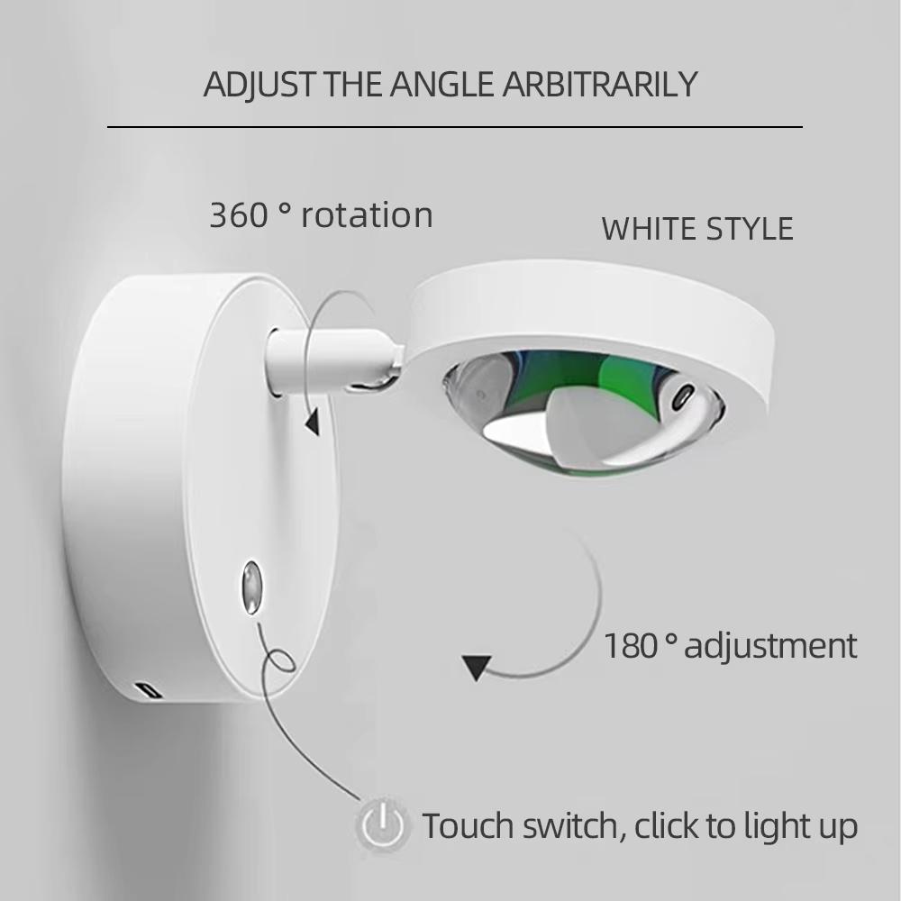 New 360 ° Rotation Wall Light Magnetic Base USB Rechargeable LED Cordless Wall Light Touch Switch Night Light For Bedroom Mural