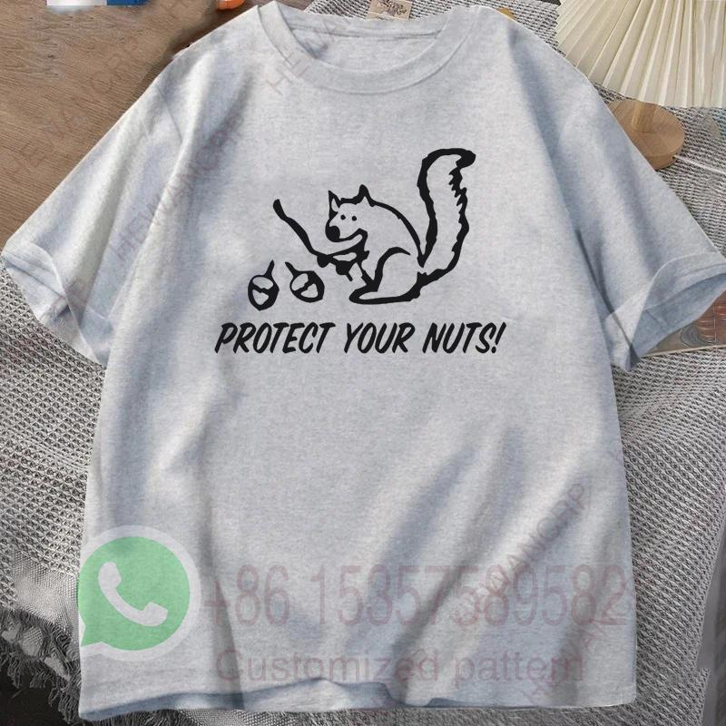 Protect Your Nuts Mens Tshirt Summer Tracksiut Oneck Pullovers Shortsleeved Top Harajuku Cotton Sweatshirt Casual Streetwear