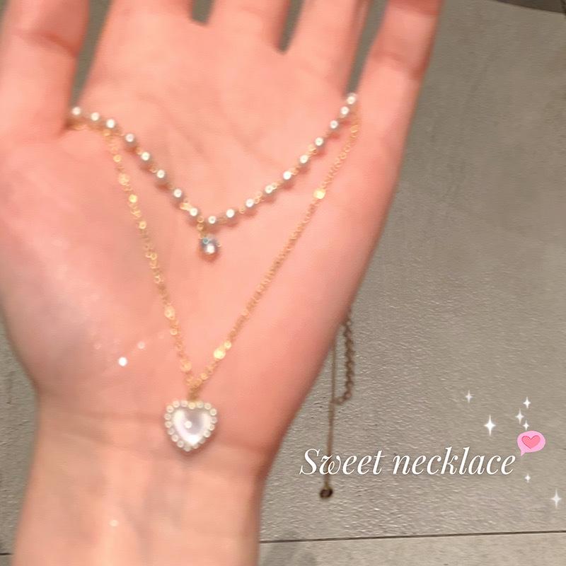 Exquisite Double Layer Heart Necklace for Women - Luxurious Niche Design Choker
