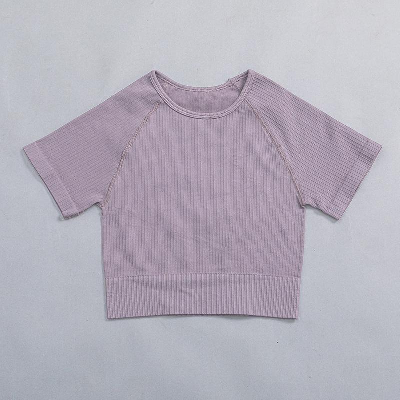 9-Color Breathable Quick-Dry Stripe Yoga Set: Running Sports Underwear, Short Sleeve, Five-Point Fitness Shorts