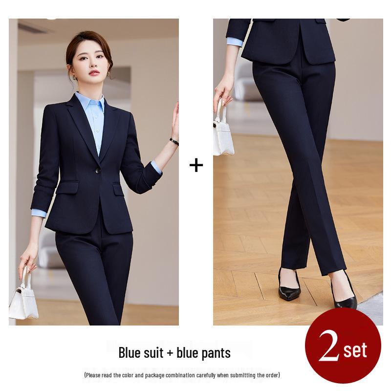Women's Navy Blue Workwear Shirt and Suit Set for Post Office Bank Employees
