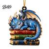 Book Club Party Supplies Bookish Dragon Ornament, Fantasy Dragons Christmas Hanging Gift for Readers Decoration, Acrylic Gothic Pendant, Gifts Lovers