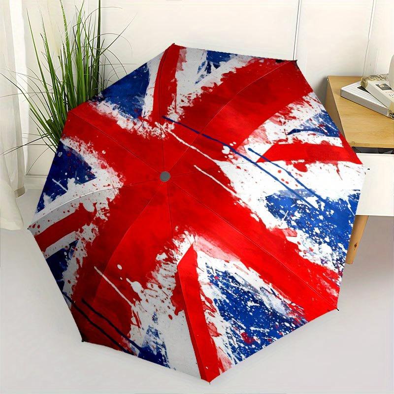 

Union Jack Flag Art Umbrella - Cute Cartoon Design, Portable Folding Umbrella with Durable Iron Frame and 8 Ribs for All Seaso (as the picture,Iron&8K)