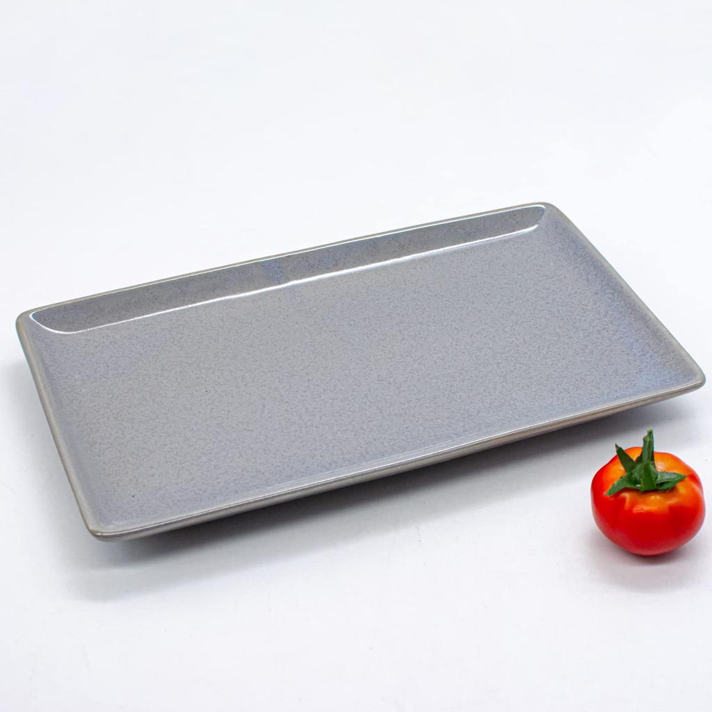 aito Seisakusho Rectangular Serving Set of 21 x 13 Mino Dishwasher and Microwave Made in 567522 "Natural Color" Plate, 2, Approx. cm, Blue-Gray, Ware,