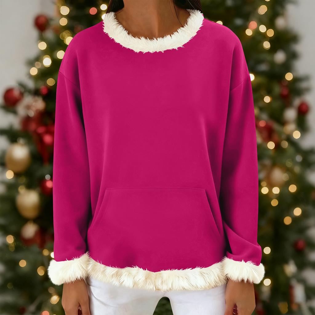 Women's Casual Solid Color Long-Sleeved Hoodless Sweatshirt